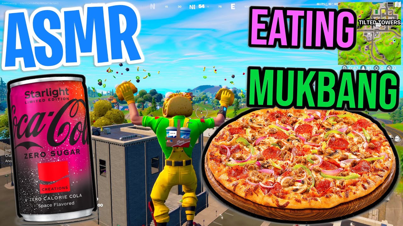 ASMR Gaming Mukbang 🤤🍕 Fortnite Pizza Relaxing Eating and Spectating 🎮🎧 Mouth Sounds Whispering 💤