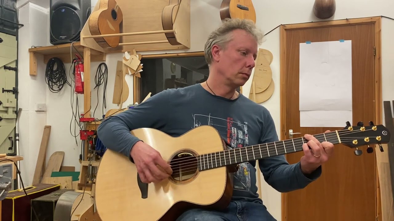 Sitka and old mahogany Osborne Damselfly guitar