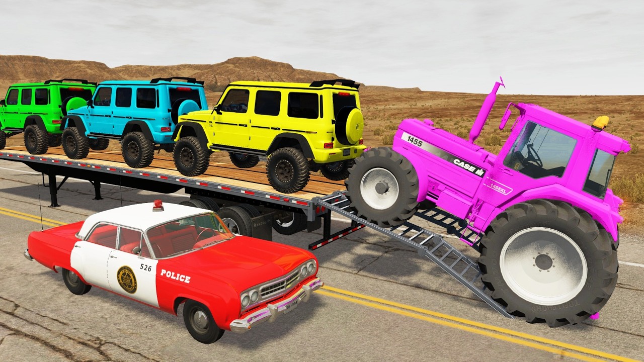 Flatbed Truck Mcqueen | Transportation with Truck - Pothole vs Car 12 - BeamNG.Drive