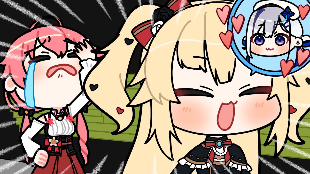 せっかくのデートで他の女の話をされまくってしまうみこち【赤井はあと / さくらみこ / 天音かなた / ホロライブ / 手描き / 切り抜き】