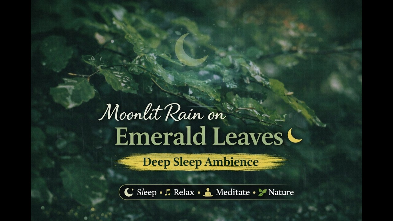 Moonlit Rain on Emerald Leaves 🌙 | Deep Sleep Ambience