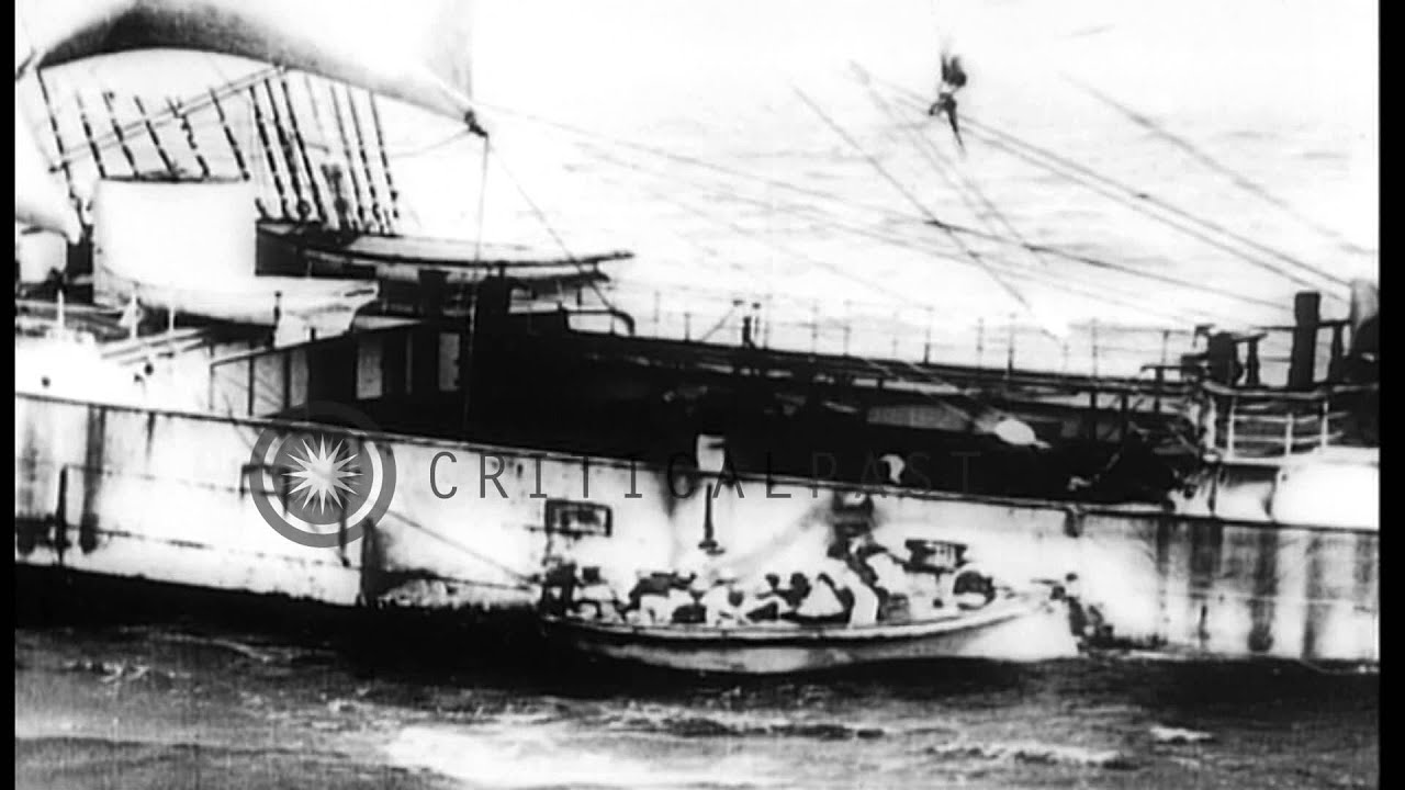 French barque Nantes is halted at sea by the German cruiser SMS Moewe, during Wor...HD Stock Footage