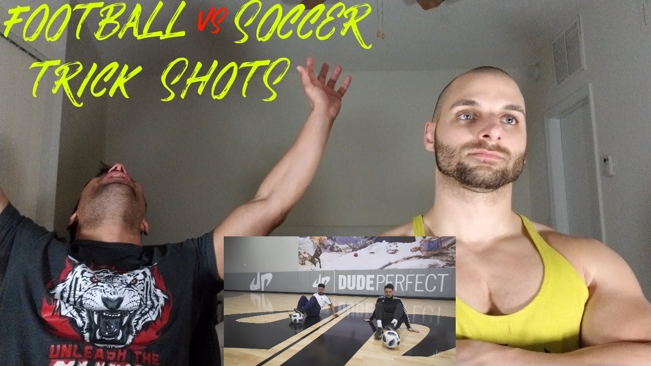 Football vs Soccer Trick Shots | Dude Perfect [REACTION]