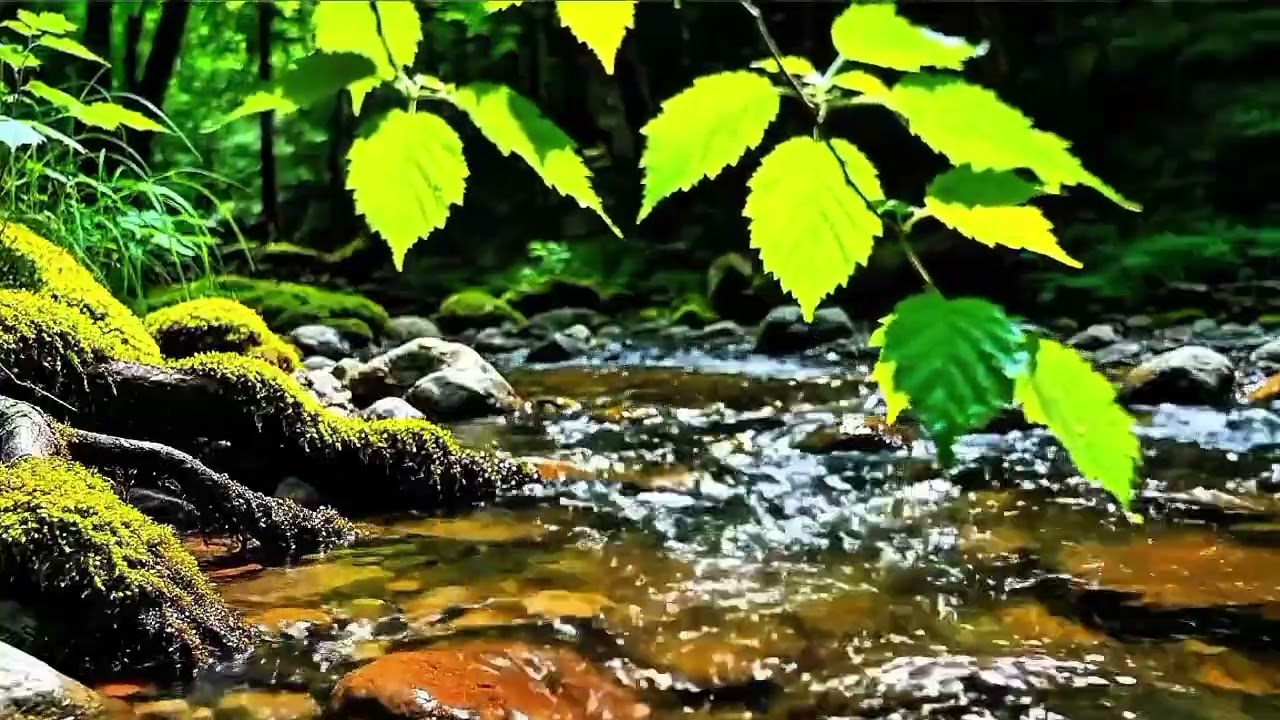 Green Forest Stream Ambience 🌿 | Calm Nature Water Sounds for Focus, Study & Relaxation