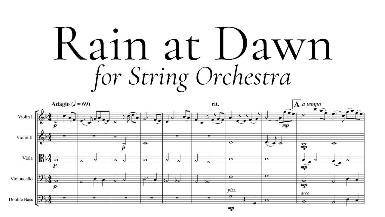 Rain at Dawn (for String Orchestra) - Sheet Music/Score 【original composition】 [No AI]