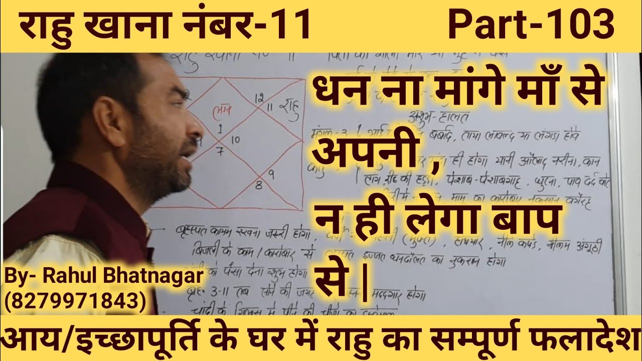 Rahu in 11th house/ राहु खाना नंबर-11/ग्यारवे भाव में राहु /Lal kitab/By-:Rahul Bhatnagar, Class-103