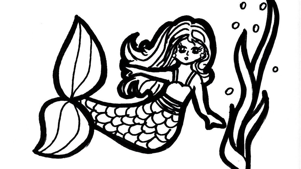 Как Нарисовать и Раскрасить Русалку🧜‍♀️  для детей. Шаг за шагом. 