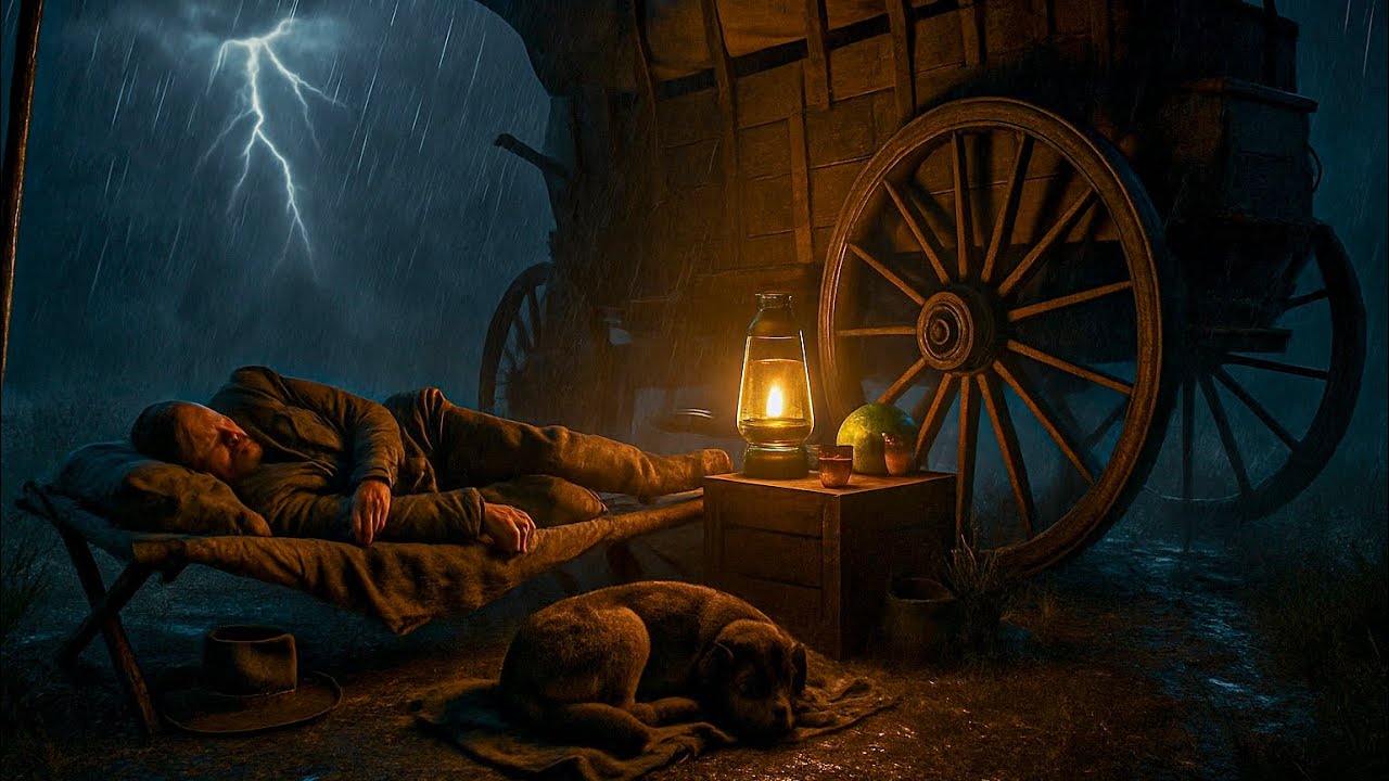 Peaceful Thunderstorm Camping — Arthur & Dog Resting in the Wagon Tent|RDR2 ASMR 