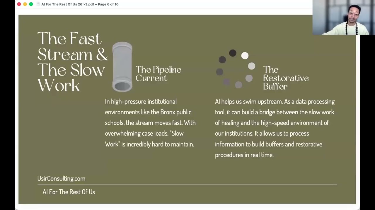 Slowing The Waters With Healing-Centered Technology: Presentation From AI For The Rest Of Us.