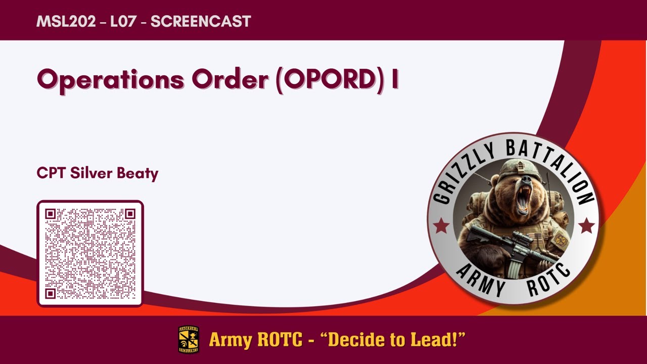 The Army Operations Order (OPORD) - Part 1