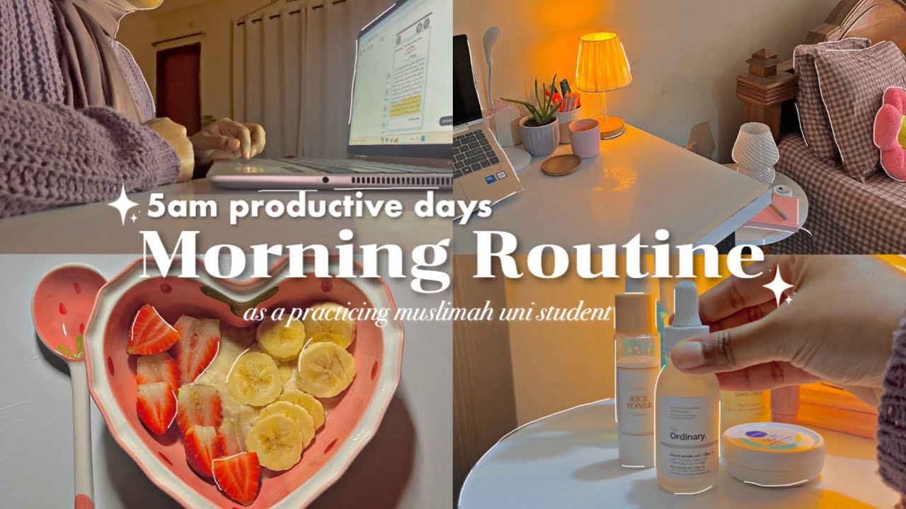 5 am productive morning routine 🎀✨|fair praying, quran reciting & breakfast 📓🍽