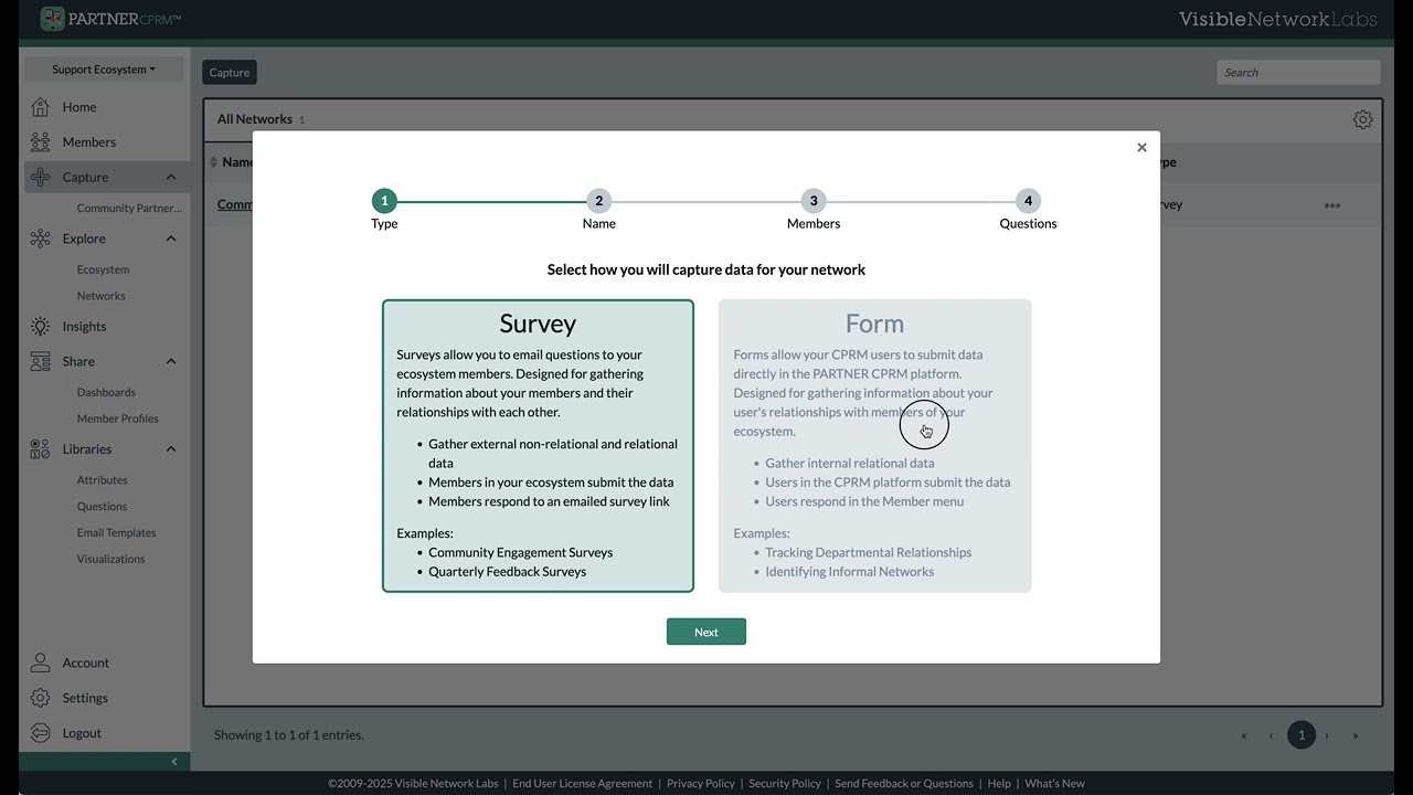 PARTNER CPRM Video Tutorial: Creating a Network Survey