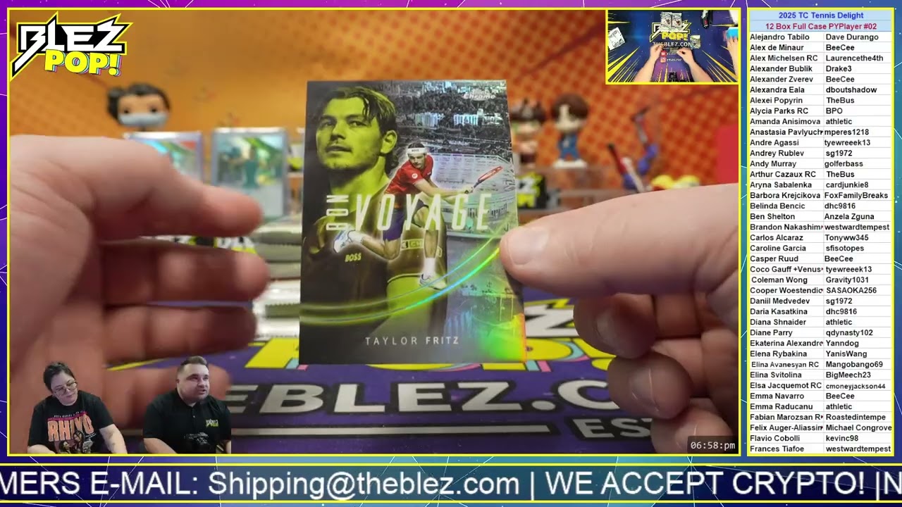 2025 Topps Chrome Tennis Delight 12 Box Full Case Break Pick Your Player #02