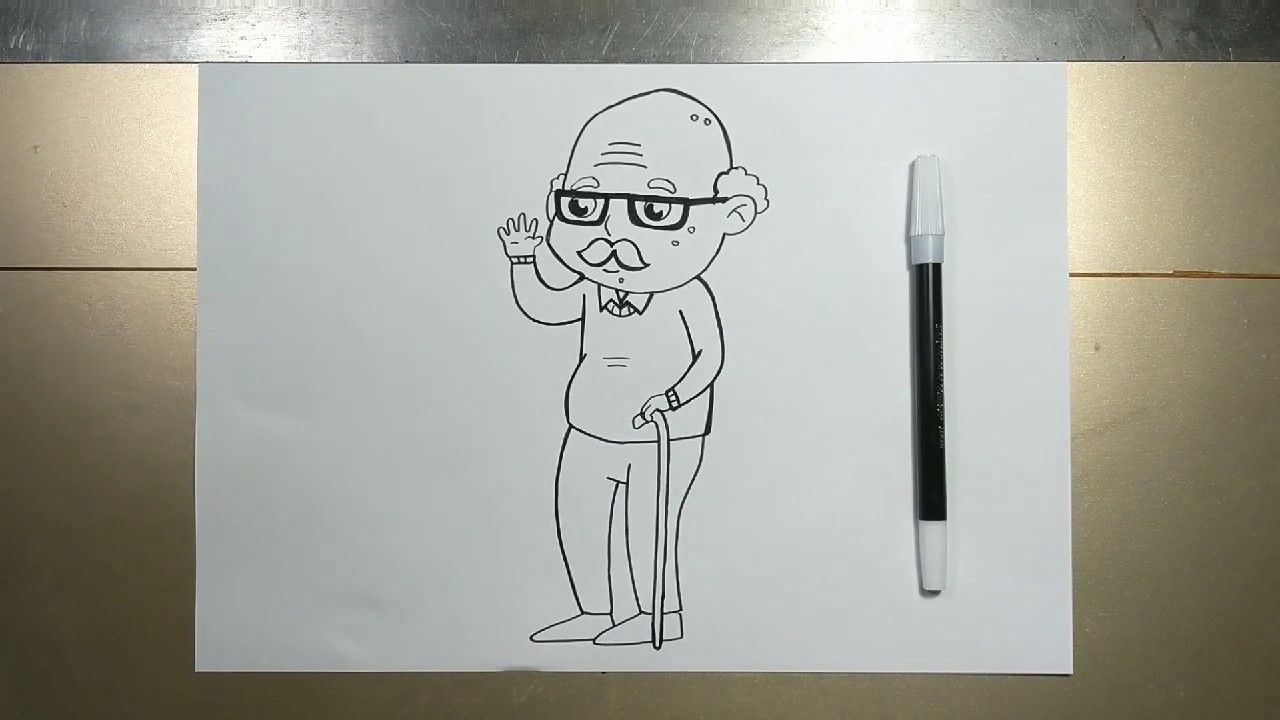 How to draw GRANDPA step by step