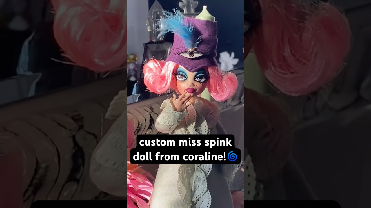 making a custom miss spink doll! #coraline #dollrepaint #ooakdoll #customdoll #reroot #monsterhigh