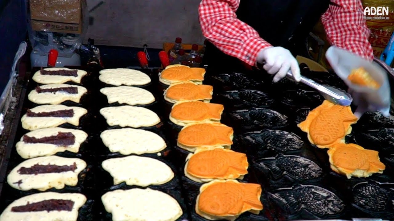 Japanese Street Food - Taiyaki, Pancakes, Snacks, Dumplings, Grilled Fish...