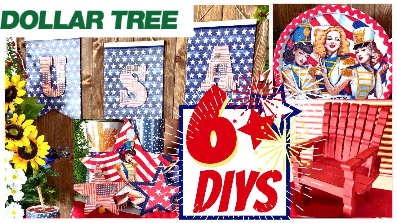 NEW DOLLAR TREE 4th OF JULY DECOR DIYs