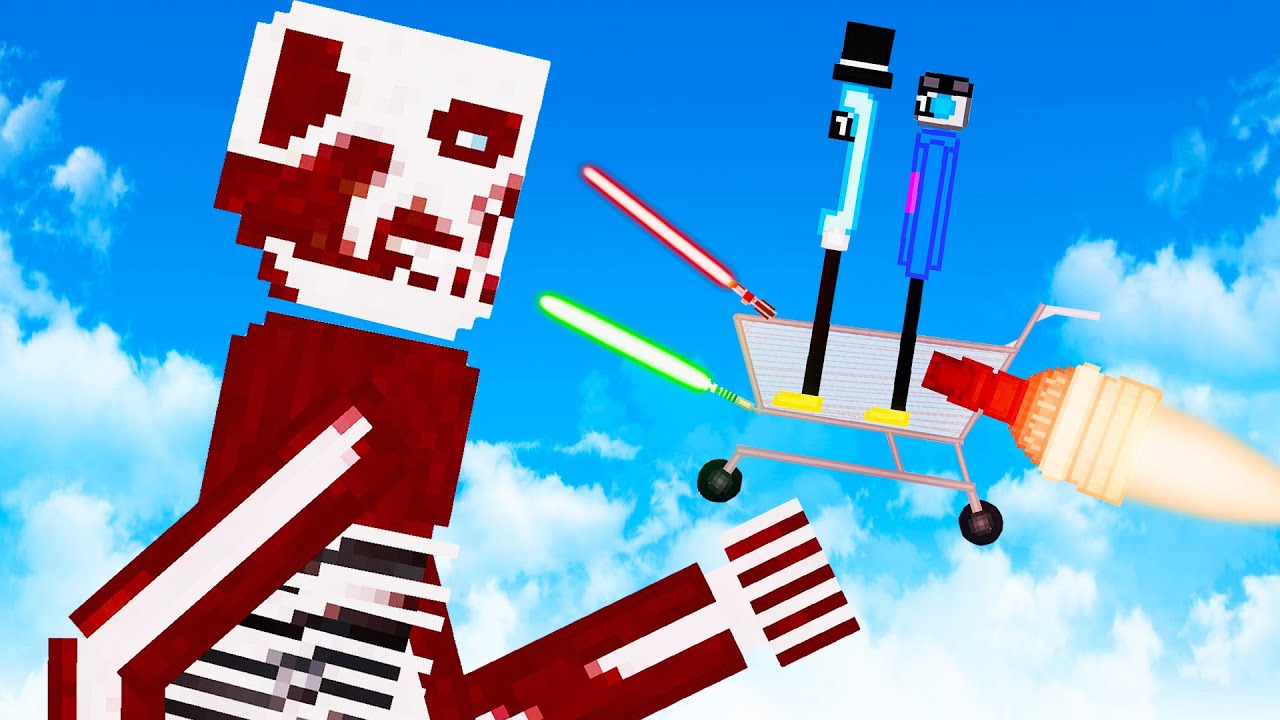 We Battle the Colossal Titan with a Rocket Powered Lightsaber Shopping Cart in People Playground!