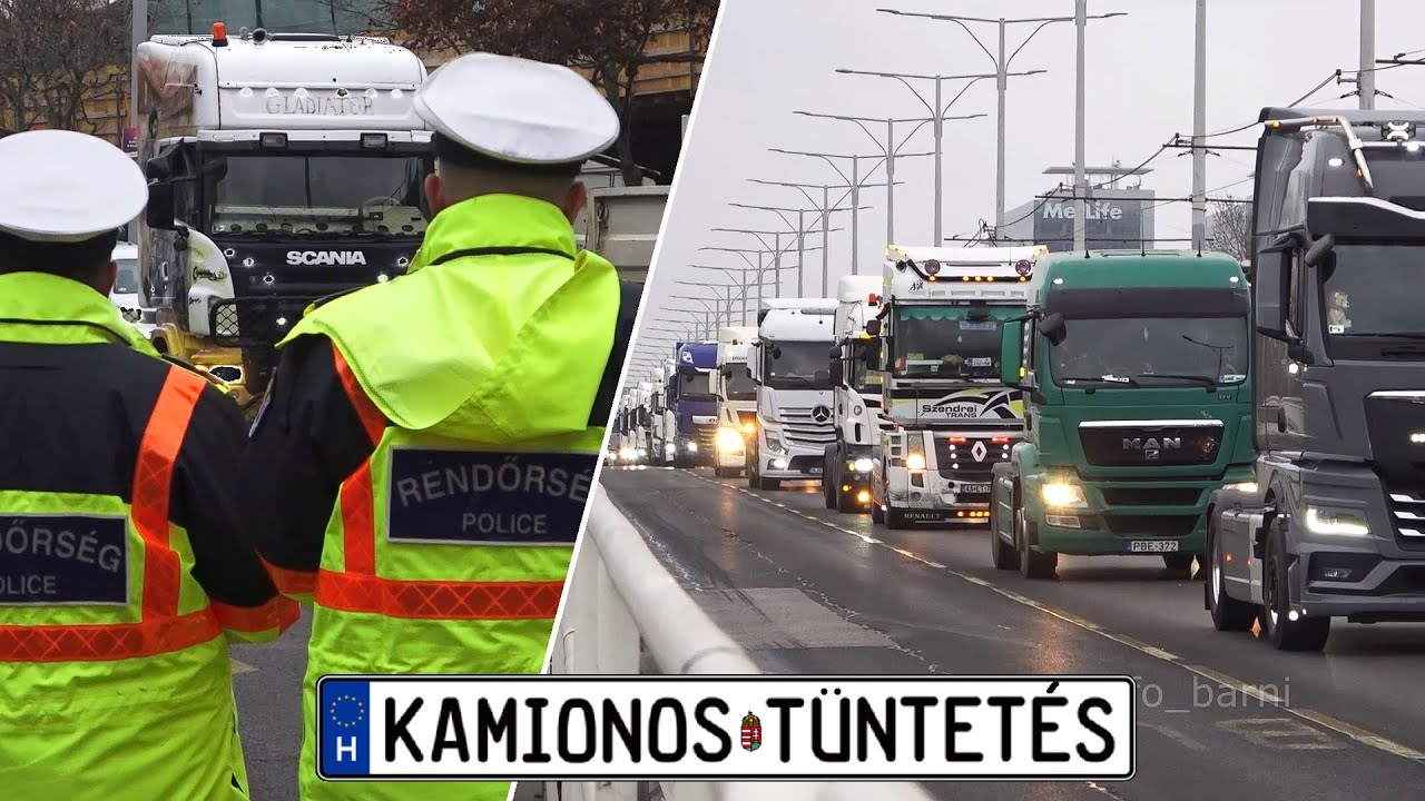 Kamionos demonstr&aacute;ci&oacute; Budapesten /2025. 12. 22.