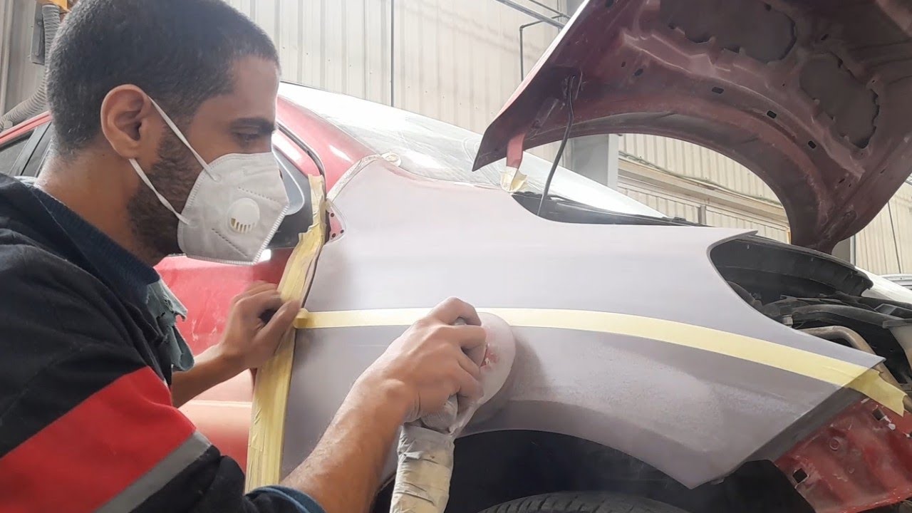 car repair/ضبط سوكة عريضة بالفيلر/الاساس/صنفرة الفيلر عالجاف بسهولة/الي قناة طرق دهان السيارات