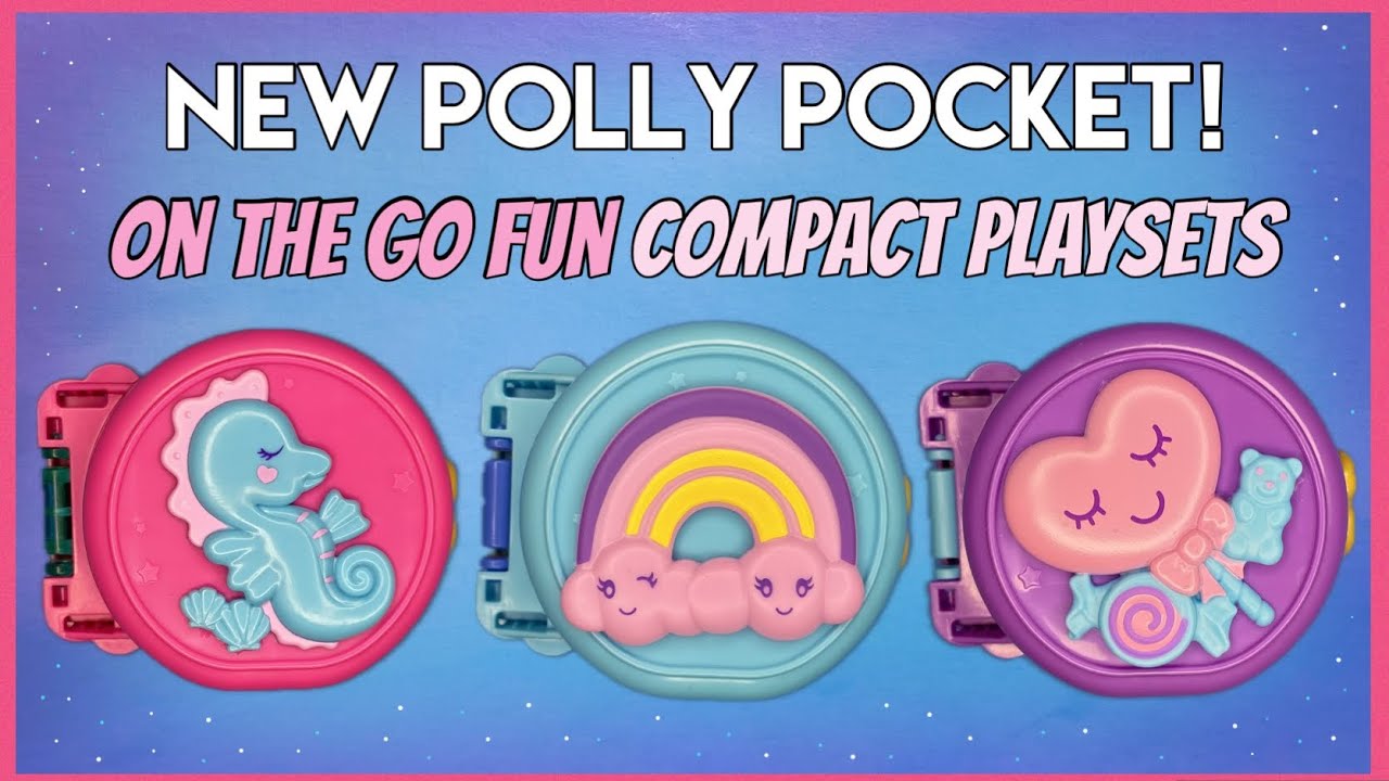 2024 Polly Pocket | On The Go Fun | Seahorse - Rainbow - Candy | New Polly Pocket