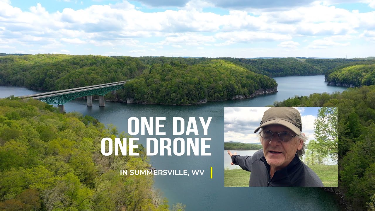 One Day One Drone - in Summersville, WV spectacular aerials of lake and small town in West Virginia
