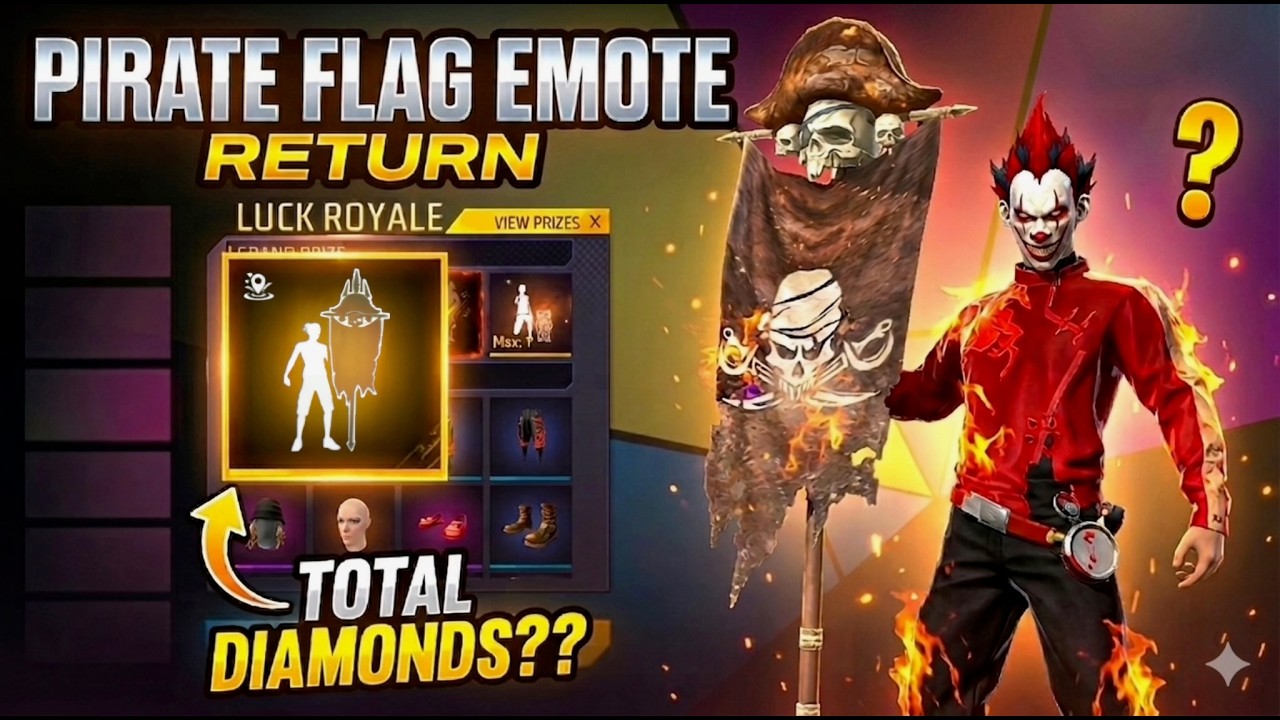 PIRATE FLAG EMOTE RETURN ☠️ FREE FIRE || NEW EMOTE ROYALE EVENT FREE FIRE || FLAG EMOTE RETURN