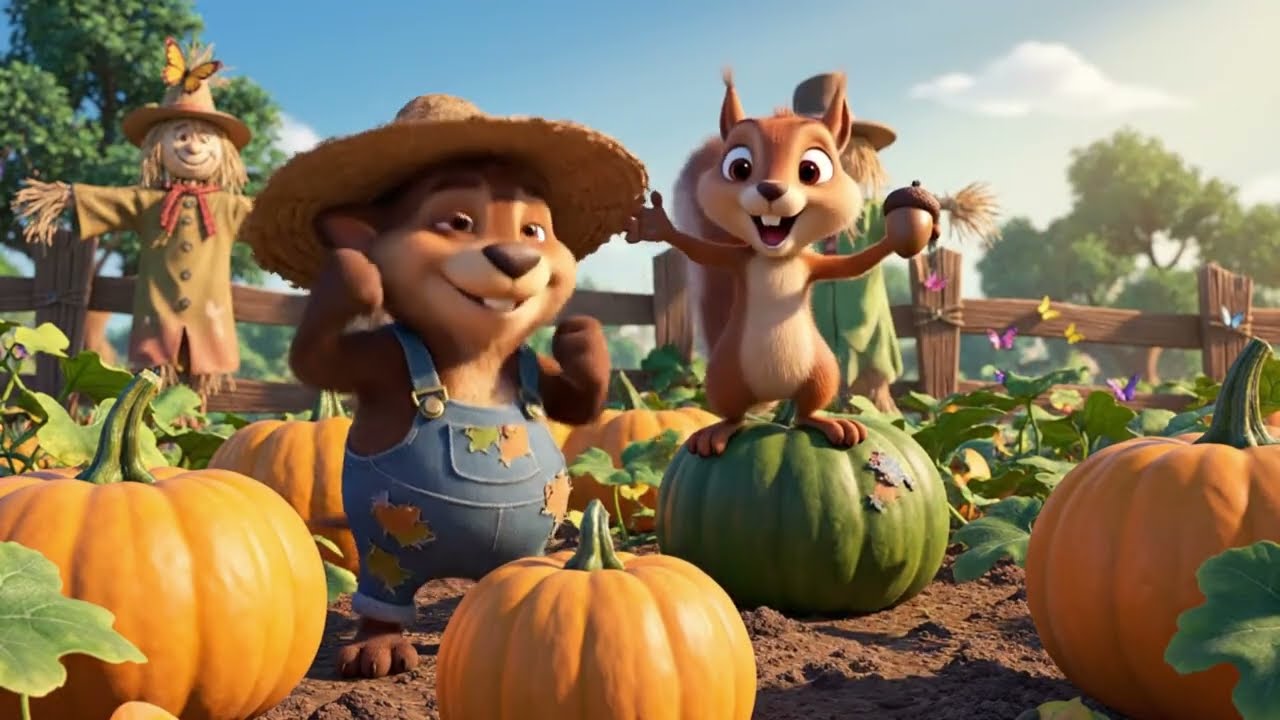 Monkey Farmer Cosecha Calabazas en el Huerto | Historia Infantil