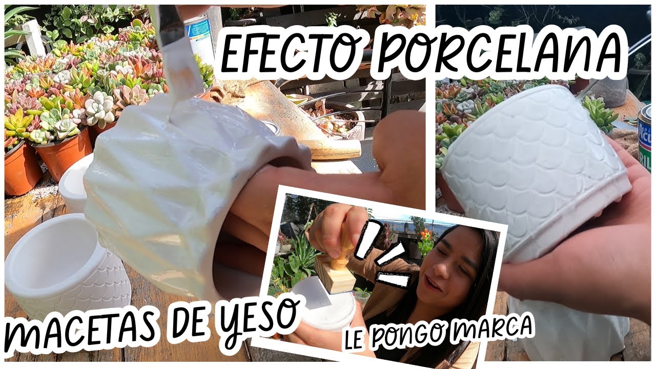 MACETAS DE YESO CON EFECTO PORCELANA // SELLANDO MACETAS