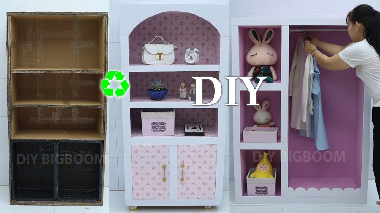 DIY Storage Cabinets Using Cardboard and Fruit Crates