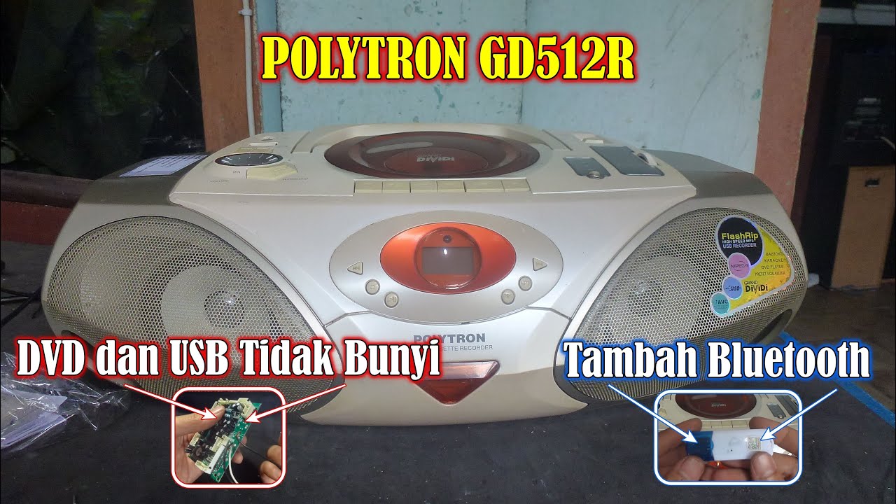 Compo Polytron GD512R Rusak DVD USB Tidak Bunyi dan Tambah Bluetooth