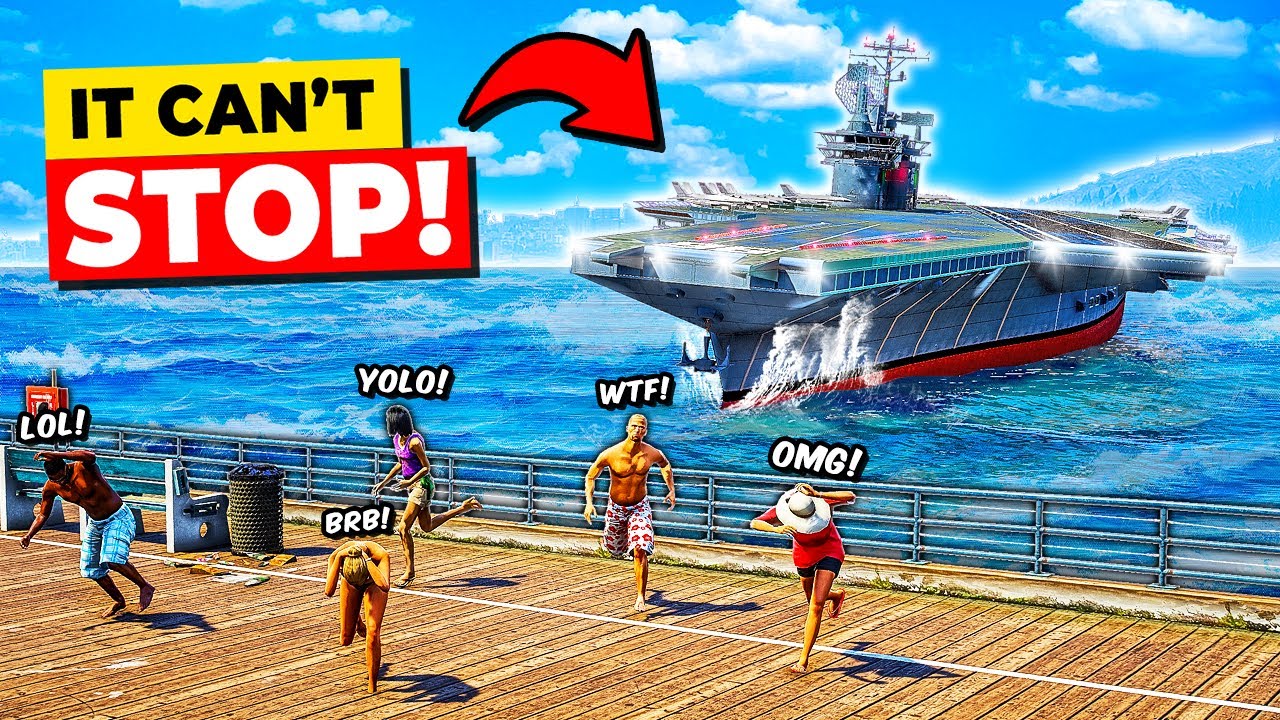 Aircraft Carrier CRASHES into Pier in GTA 5!
