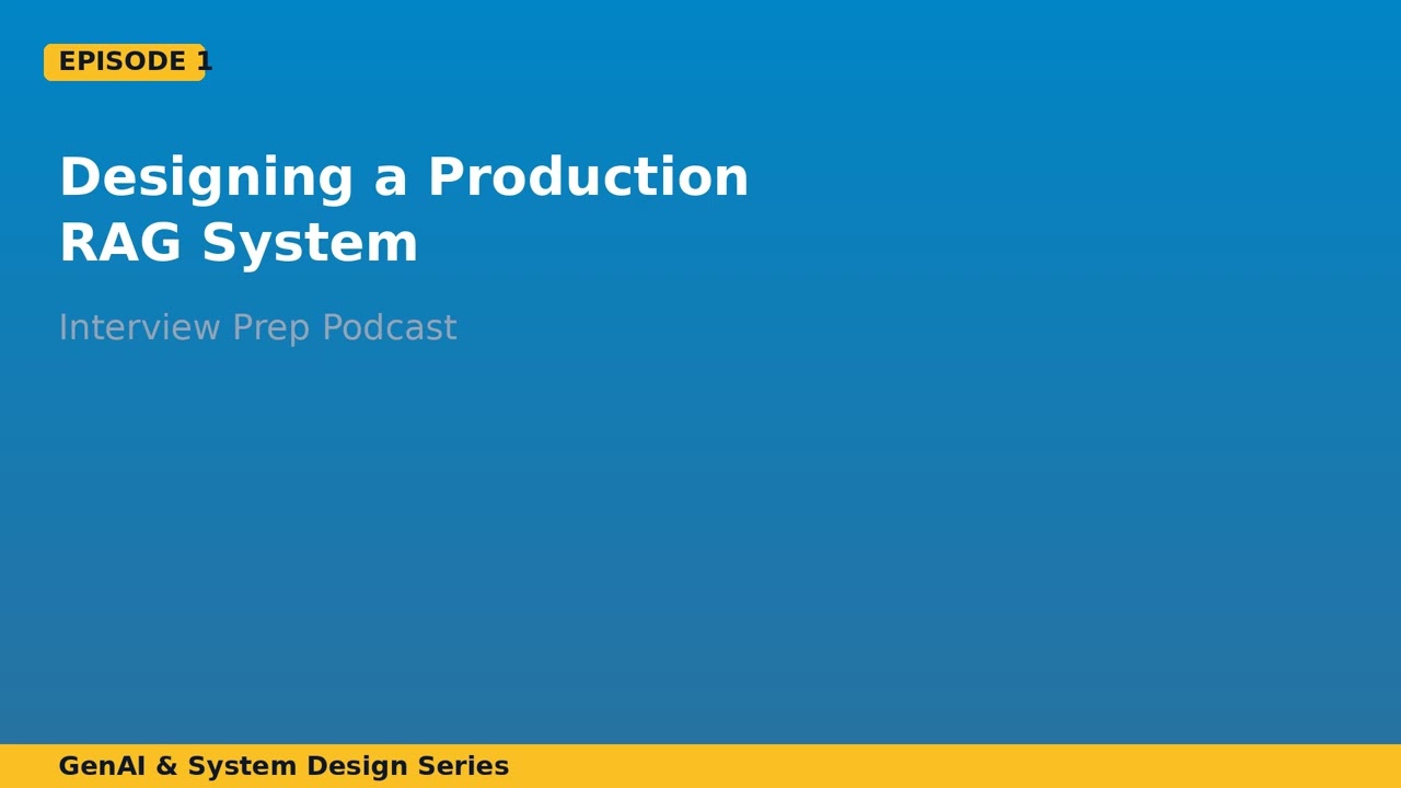Ep 1: Designing a Production RAG System | GenAI System Design Interview