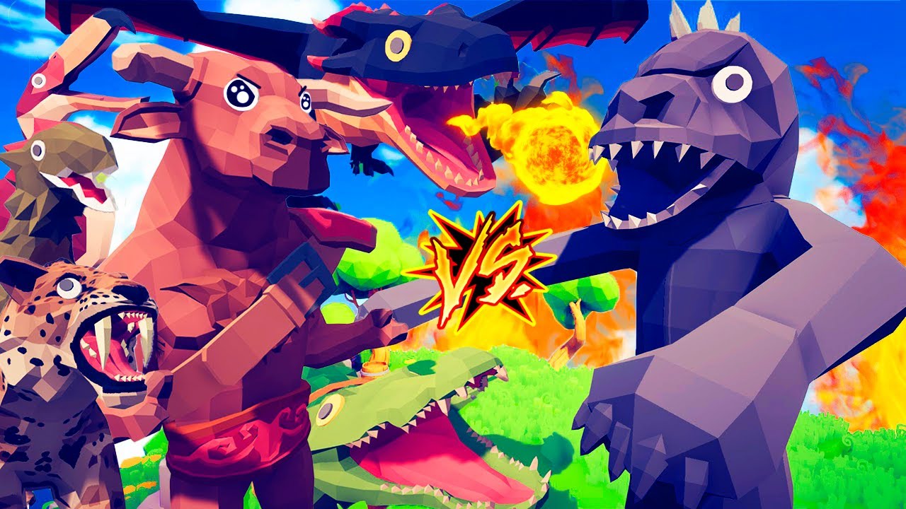 BULL Y LOS ANIMALES CONTRA GODZILLA | TOTALLY ACCURATE BATTLE SIMULATOR