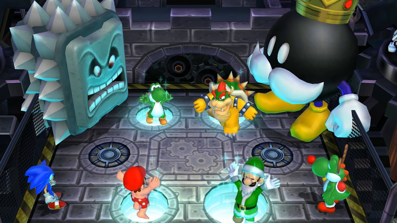 Mario Party 9 — Твомп против Соника против Йоши против Короля Боба-Омб #MarioGame