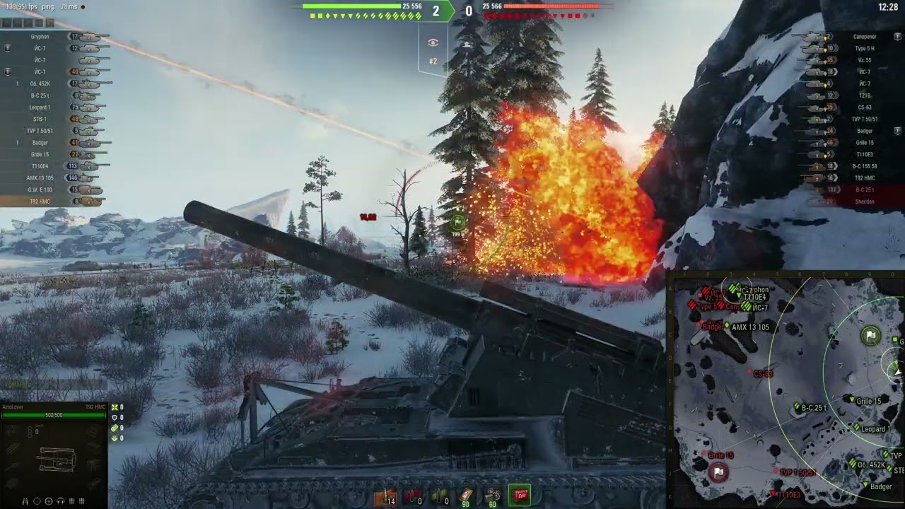 World of Tanks Т92 война против Bat.-Châtillon 155 58
