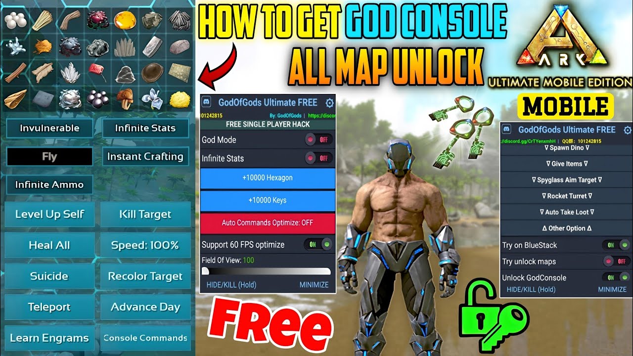 ARK Ultimate Mobile Edition Latest_God ModMenu+All Map Unlocked,Crash Fixed💯