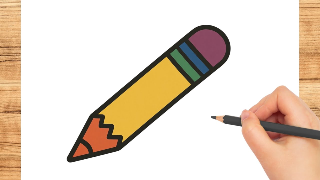 How to Draw a Rainbow Pencil - Easy Drawing Tutorial for Kids and Beginners