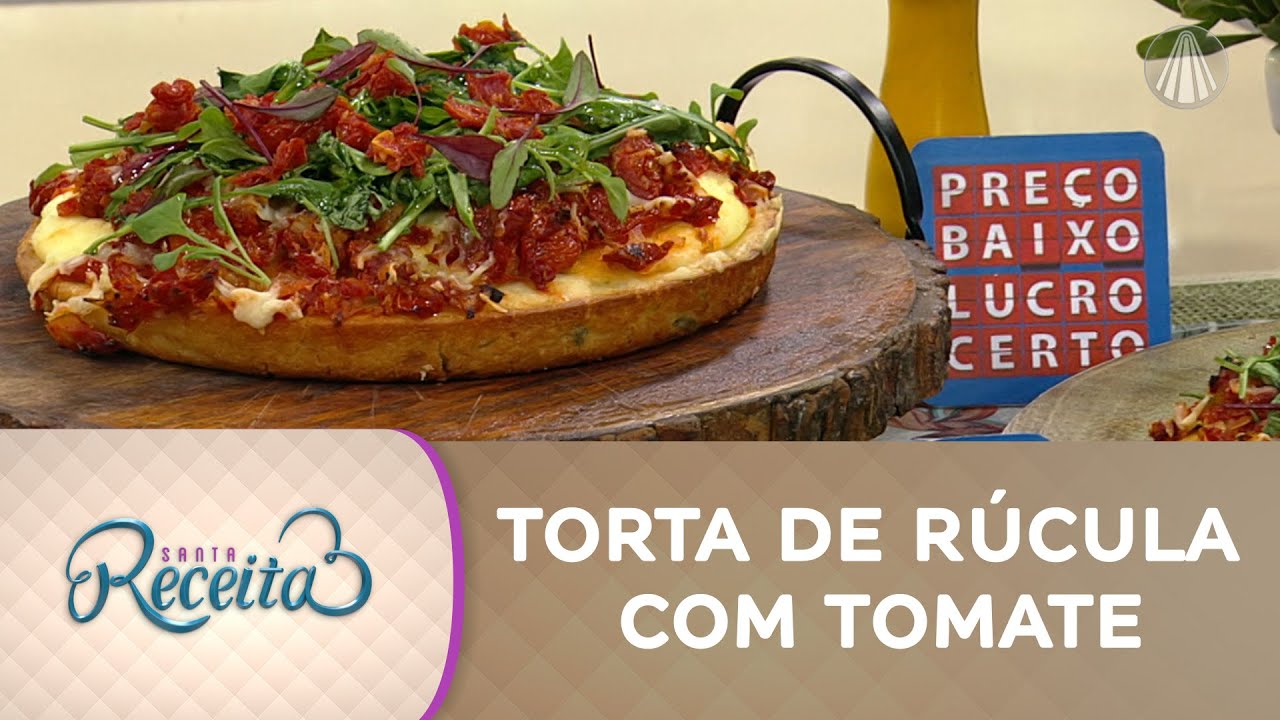 Surpreenda-se com com o sabor dessa torta de rúcula com tomate seco