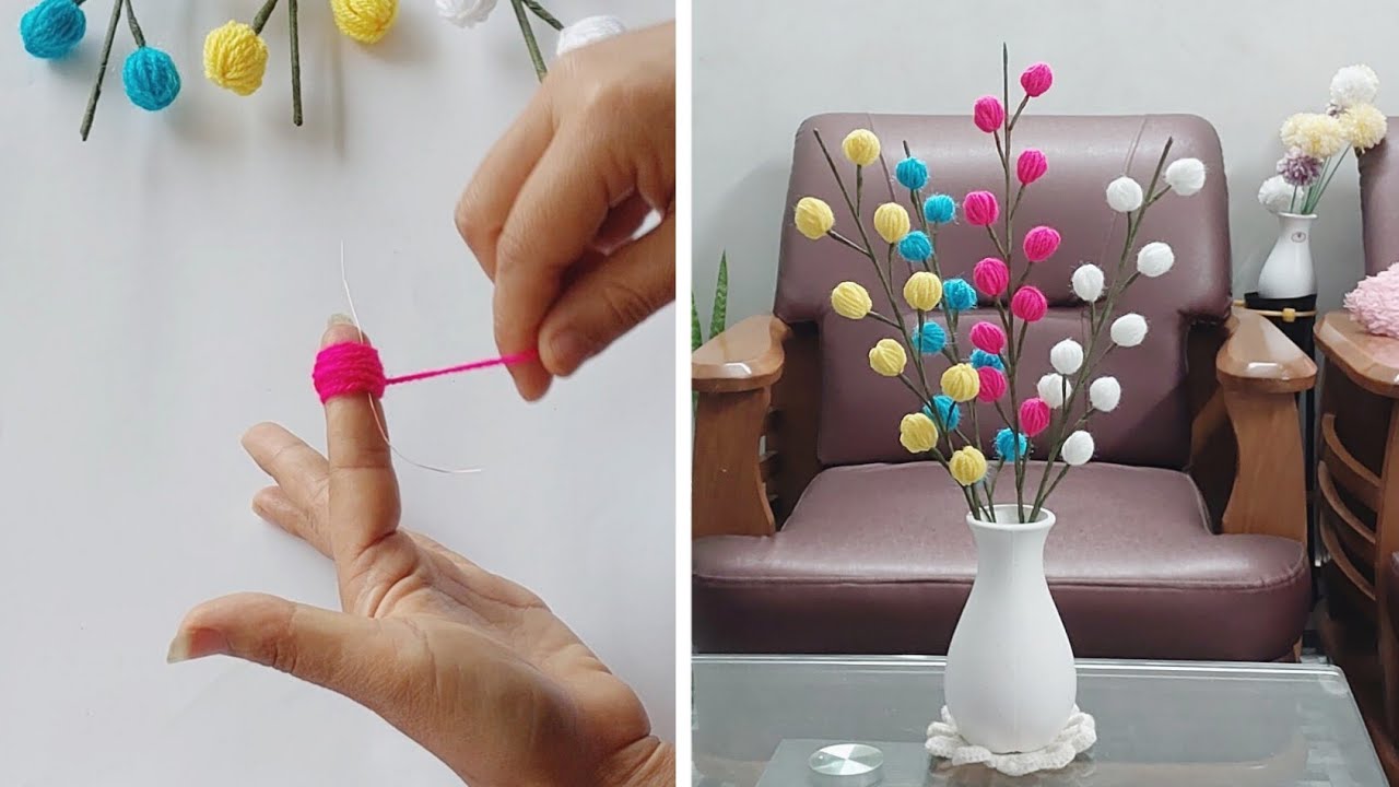 Amazing woolen Flower Making Ideas| How to make beautiful Flower from wool yarn..