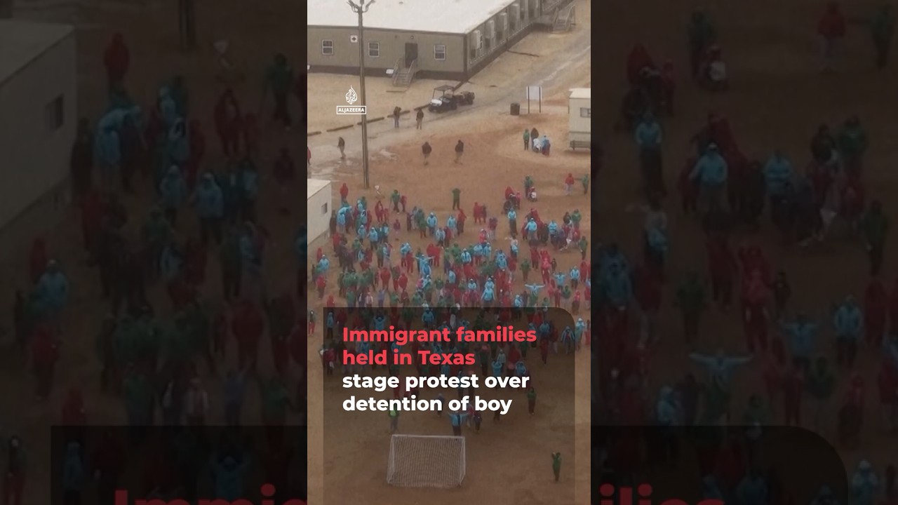 Immigrant families held in Texas stage protest over detention of boy | AJ #shorts