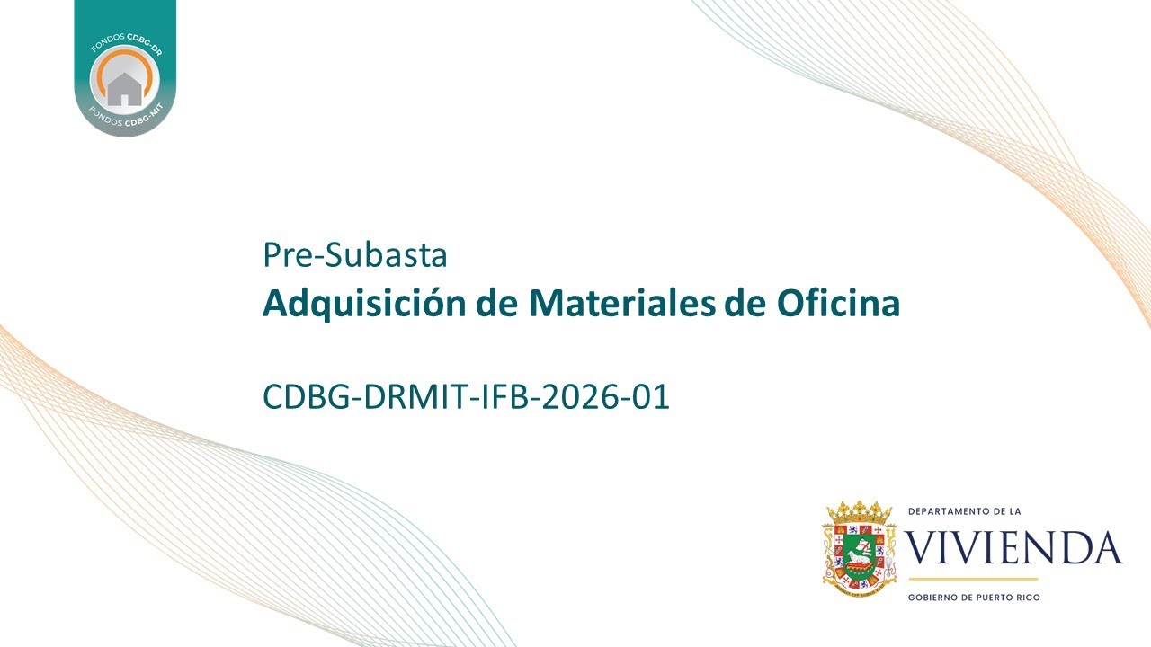 CDBG-DRMIT-IFB-2026-01| Pre Subasta | Adquisición de Materiales de Oficina