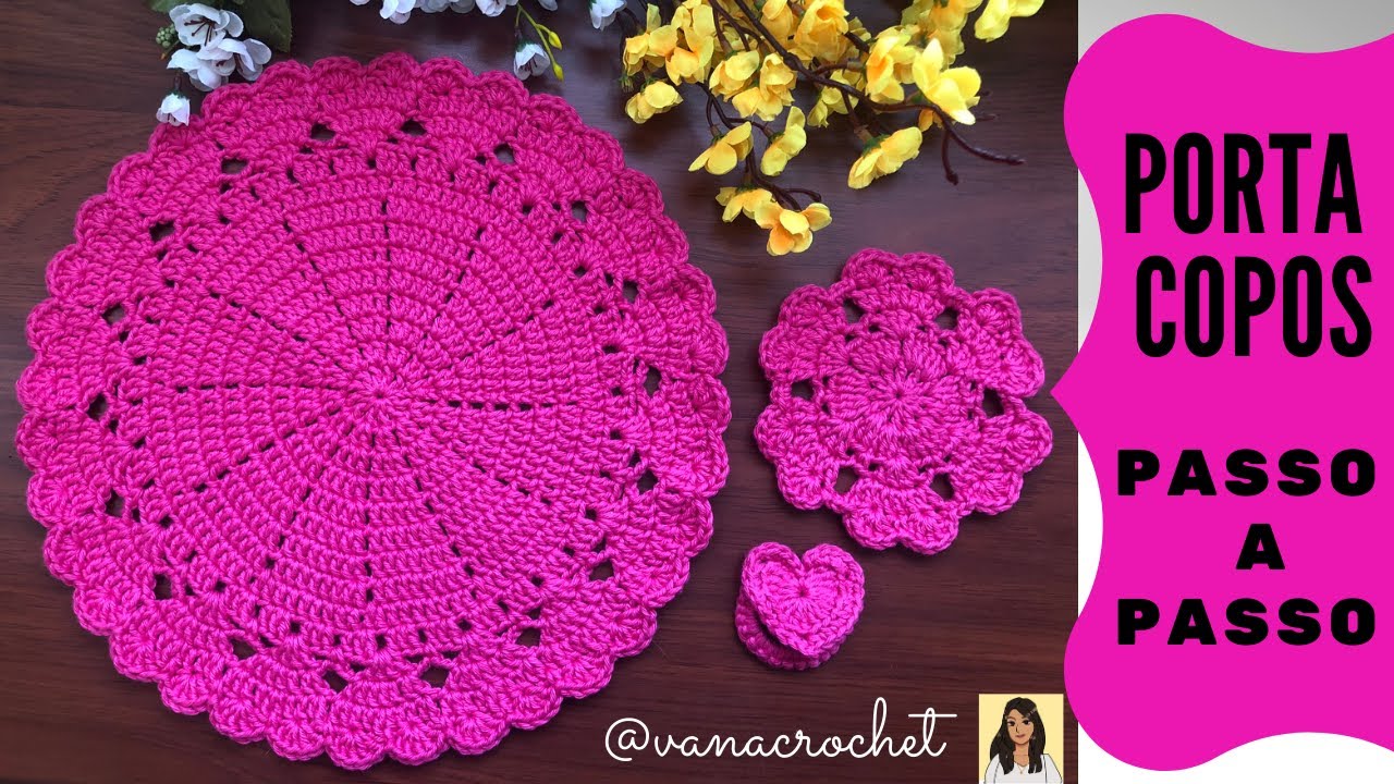 DESCANSO DE COPOS EM CROCHÊ/PORTA COPOS PASSO A PASSO/ #CENTRINHO #PORTACOPOS #DESCANSODECOPOS #DIY
