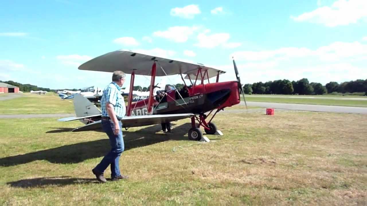 Take off and landing Tiger Moth G-ADGV Seppe Airport Roosendaal