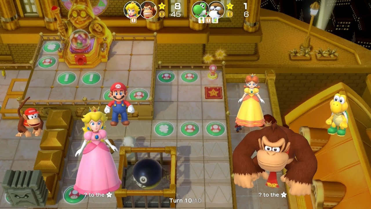 Super Mario Party Partner Party #96 Tantalizing Tower Toys Peach & Donkey Kong vs Yoshi & Monty Mole