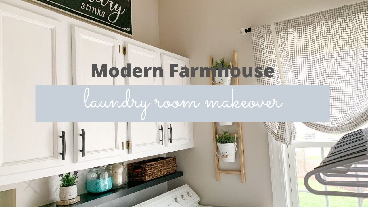 MODERN FARMHOUSE LAUNDRY ROOM MAKEOVER| Budget laundry room refresh ideas