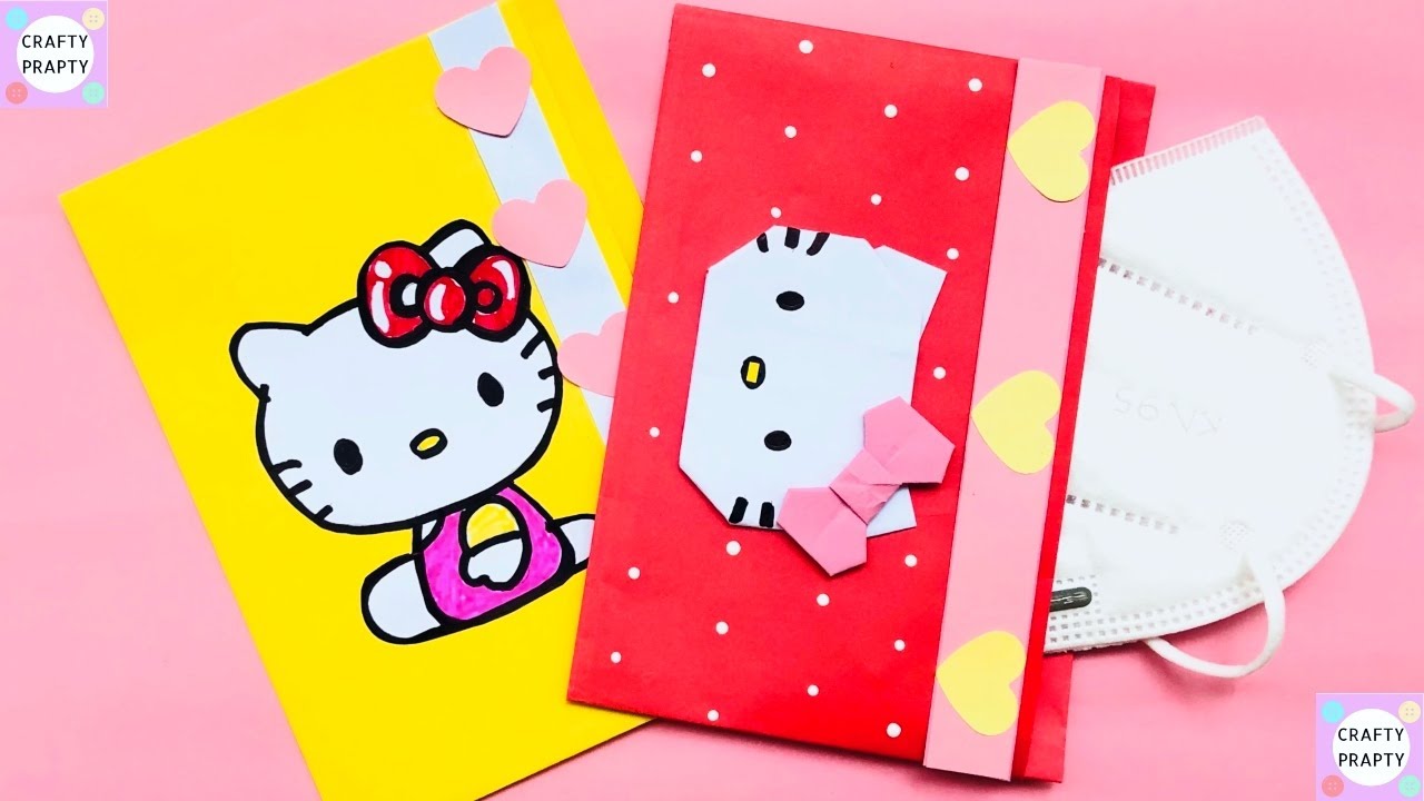 How to make Origami Hello kitty Mask Pouch / Paper Mask Pouch / Handmade mask pouch