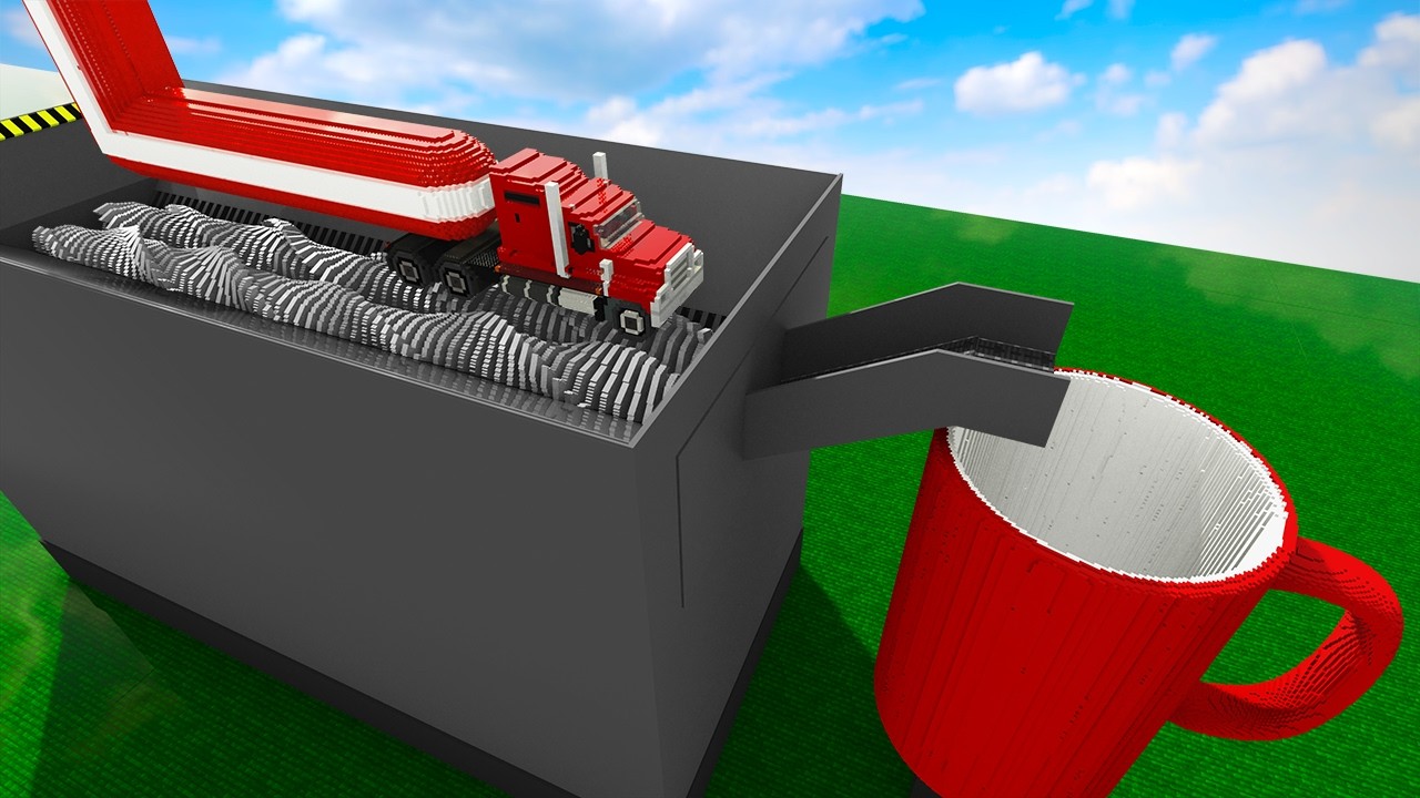 Cars Goes Through The Shredder Factory And Falls Into The Cup | Teardown