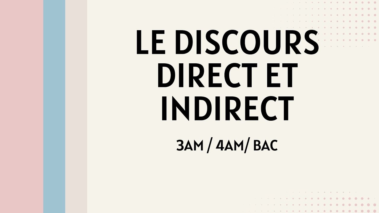 Le discours direct et indirect 3AM,4AM,BAC  الخطاب المباشر و الغير مباشر
