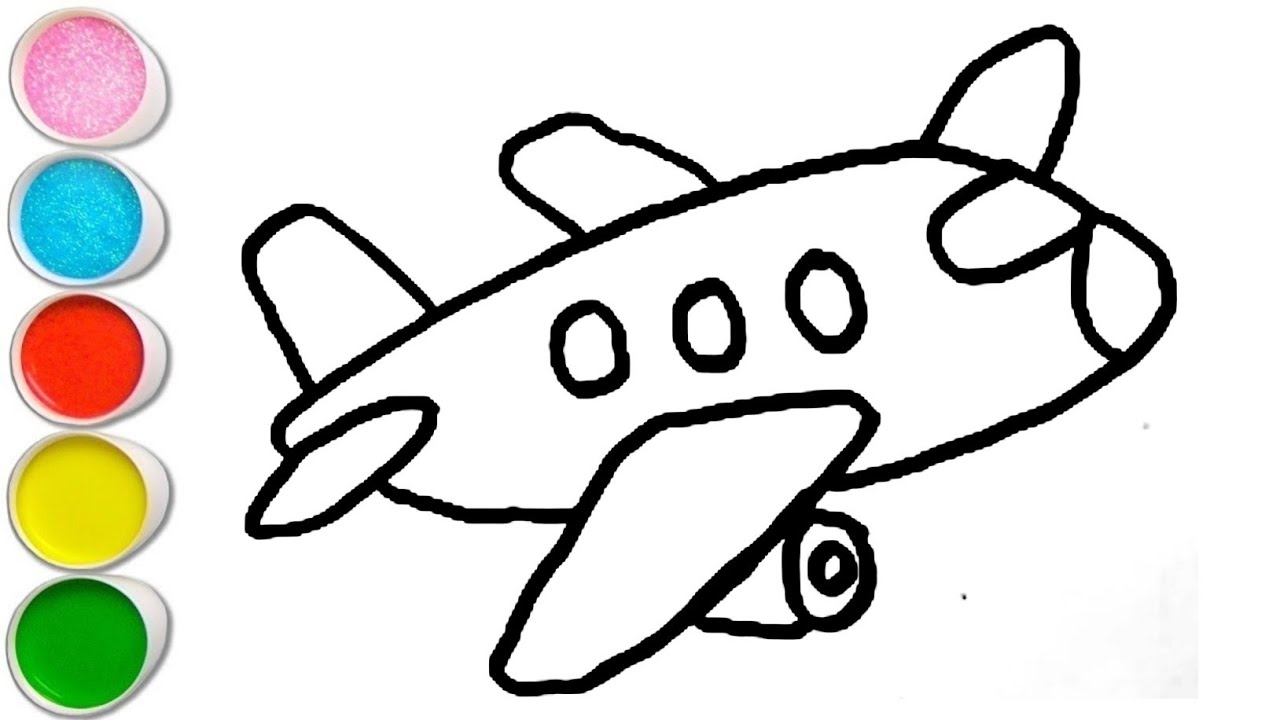 Cute aeroplane  drawing, painting and Coloring For Kids and Toddlers_ How to Draw aeroplane 